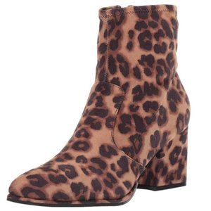 Marc Fisher Women's Brown Black Leave 2 Leopard Block Heel Ankle Booties Size 8